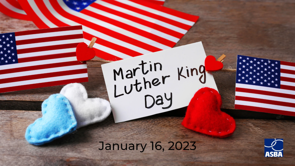 Flags with hearts MLK day sign
