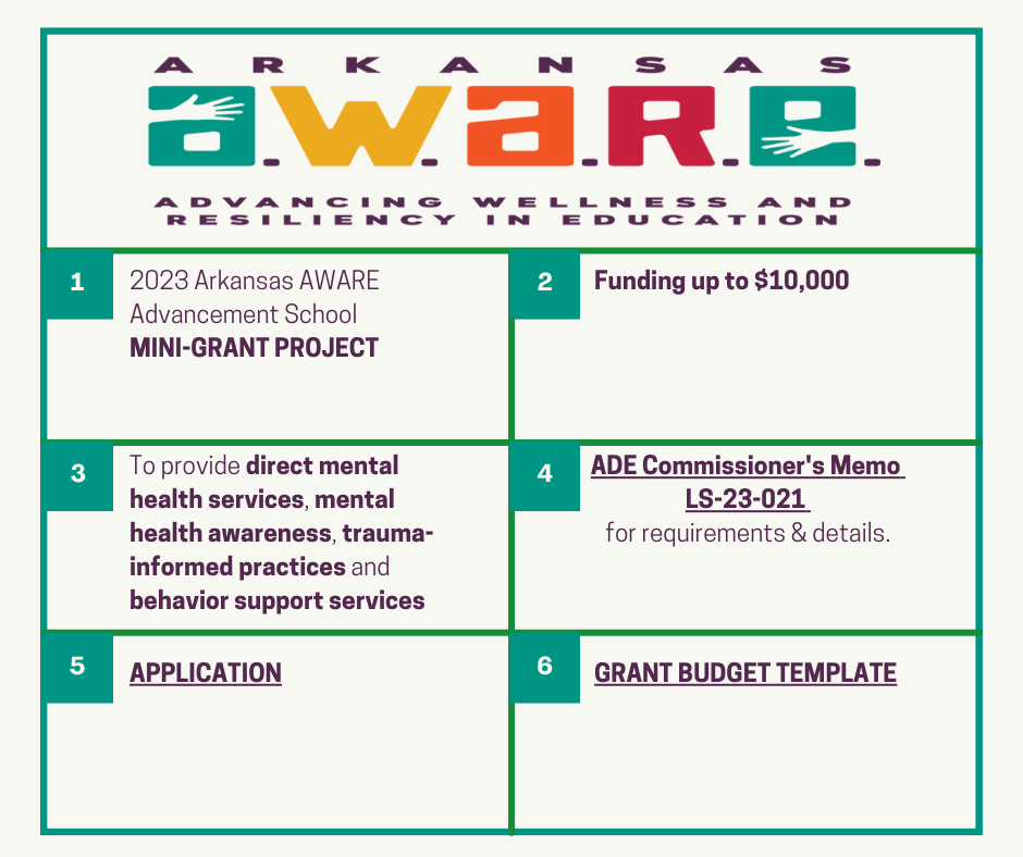 chart with mental health grant details